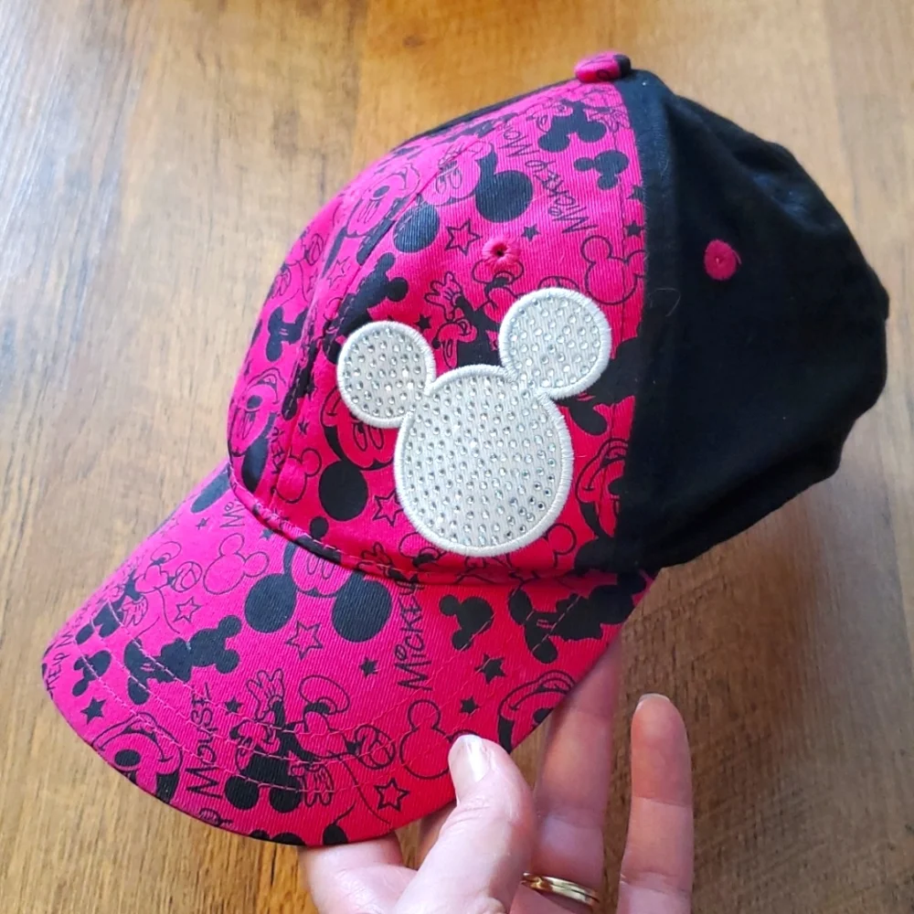 Disney‎ Parks Youth Pink and Black Mickey Mouse Baseball Hat
